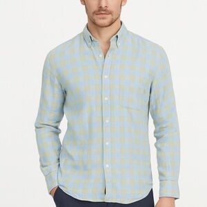J. Crew Blue and Green Casual Button Down Shirt Slim Fit